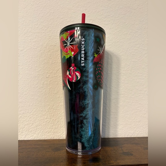 Starbucks Holiday Christmas ornament design Black and Red Holiday Tumbler. PO - Picture 1 of 5